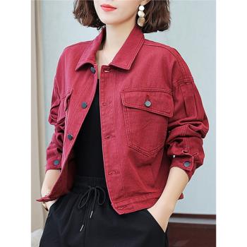 春季牛仔襯衫短款外套女士春秋款2025新款小個子女裝媽媽夾克上衣