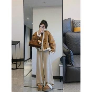 小個子短款加厚羊羔絨雙面穿皮毛一體羊羔毛外套女秋冬季2024新款