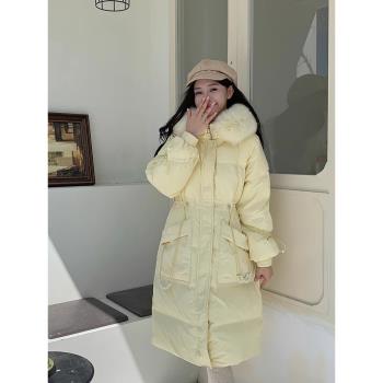 羽絨服女中長款2024年新款收腰顯瘦時尚洋氣狐貍毛領加厚冬季外套