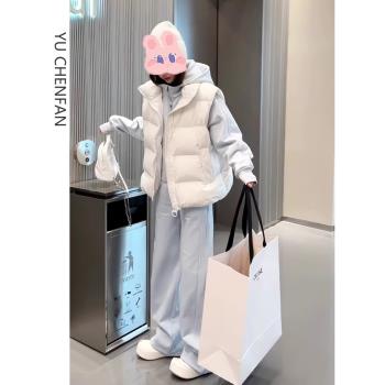 歐洲站羽絨棉服馬甲女款2024年冬季新款短款坎肩麵包服馬夾外套