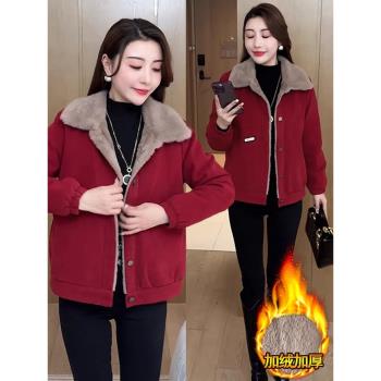 小個子加絨派克服女士2024冬季新款時尚棉襖加厚棉服外套中年媽媽