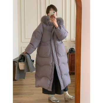 冬季長款大毛領連帽高階羽絨服