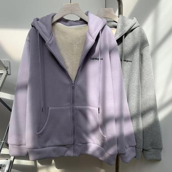 外套女羊羔毛寬松刺繡字母外套