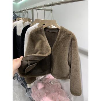 小香風環保皮草仿水貂絨短款外套