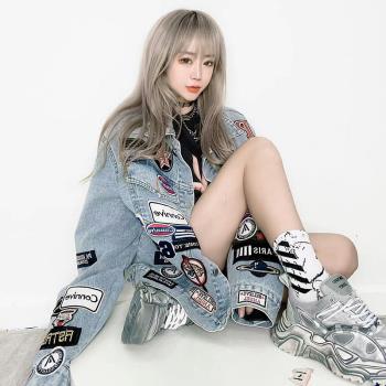 牛仔外套女春秋款2024秋季新款美式歐貨時髦寬松bf慵懶風長袖秋裝