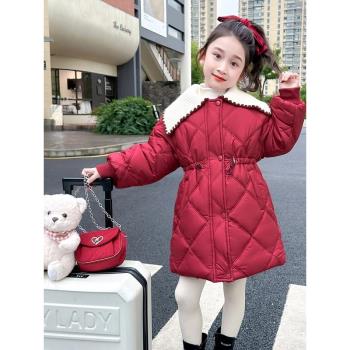 女小童冬裝夾棉寬松中長款棉衣小女孩嬰幼兒加厚棉服外套寶寶冬季