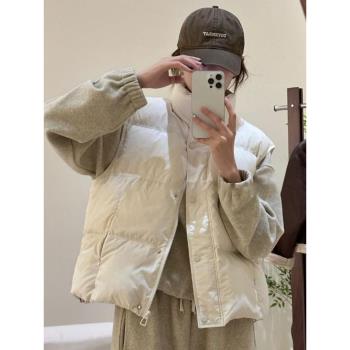 韓系疊穿羽絨棉服馬甲女款2024新款秋冬季外套女高級感立領麵包服