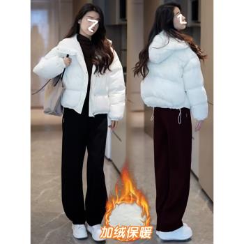 白色短棉服女秋冬款2024時尚慵懶小個子短款羽絨麵包服外套ins潮