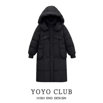 專櫃折扣大碼冬季羽絨棉服女士加厚連帽棉衣棉襖中長款麵包服外套