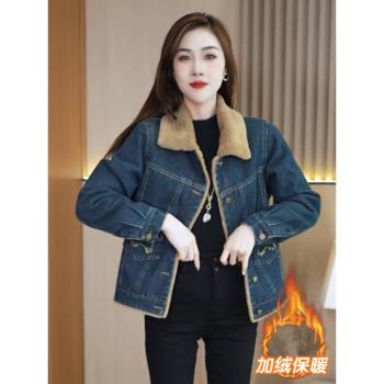 加絨加厚棉服短外套女士2024秋冬裝新款時尚顯瘦保暖翻領棉衣棉襖