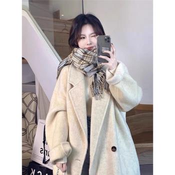 雙面羊毛呢子大衣女小個子2023新款秋冬季高階感羽絨內膽毛呢外套