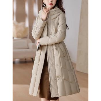 蓓羅拉高階氣質白鵝絨羽絨服女時尚洋氣中長款媽媽裝冬季保暖外套