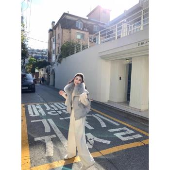 LP老錢白富美奢華貴婦級狐貍毛領90白鴨絨馬甲羽絨服秋冬外套女