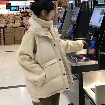 網紅小個子羽絨棉馬甲女秋冬季韓版寬松加厚外穿坎肩背心馬夾外套