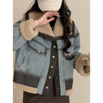 歐貨皮草羽絨服女2025冬季新款皮毛一體拼接牛仔派克皮草外套鵝絨