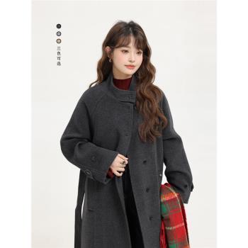 XinmonLee冬季加厚高階感長款休閑毛呢外套氣質復古韓系顯瘦大衣