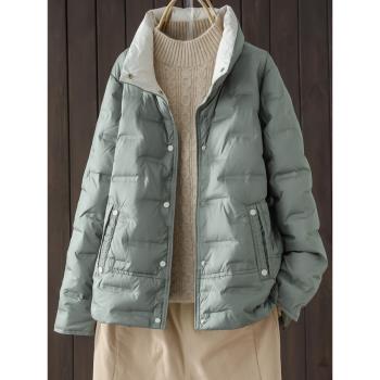 休閑高領防風保暖外套短款羽絨服