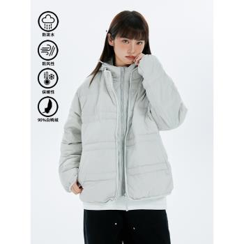 ENHM山系戶外3M防潑水可拆卸羽絨服女男秋冬潮牌寬松保暖夾克外套