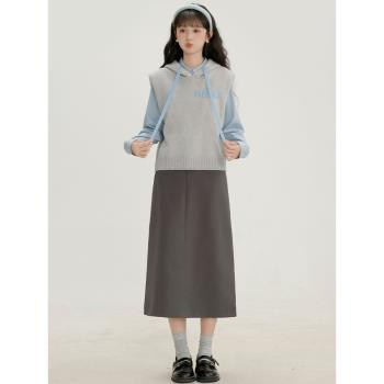 南陌森【氧氣銀河】馬甲背心女2024新款秋冬連帽針織疊穿坎肩外套