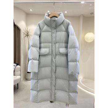 小紅書推薦羽絨服女中長款過膝立領時尚韓版立領顯瘦冬季加厚外套
