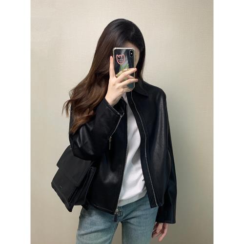 黑色皮衣外套女2025春秋季新款夾克高級感短款小個子今年流行加厚