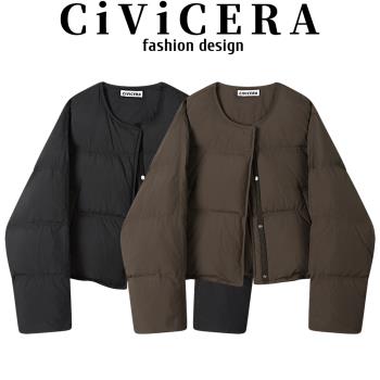 CIVICERA小個子寬松百搭麵包羽絨服女秋冬款保暖加厚白鴨絨外套