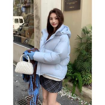 羽絨服女2024年新款冬季麵包服95白鴨絨小個子穿時尚連帽加厚外套