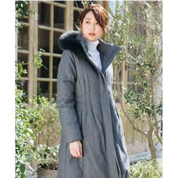 日本原單 新款高階純羊毛修身保暖長款氣質羽絨服女2020外套上衣