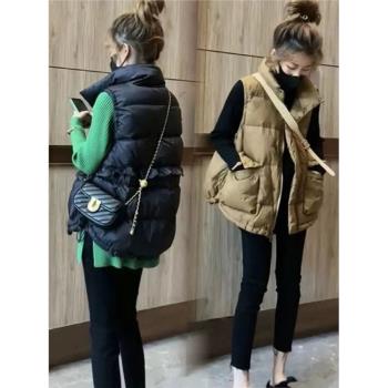 棉服馬甲立領休閑荷葉邊背心羽絨