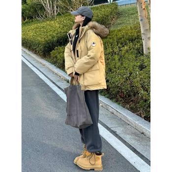 羽絨寬松情侶加厚沖鋒衣外套工裝