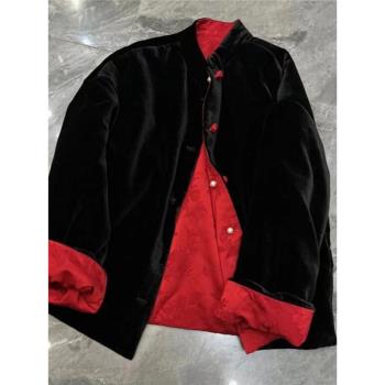 高階感獨特超好看減齡漂亮棉服2025年冬季新中式絲絨盤扣復古外套