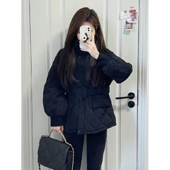 棉服女2025冬季新爆款小個子高階感加厚保暖收腰菱格棉衣外套棉襖