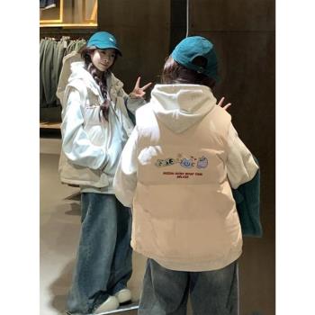 羽絨棉衣馬甲女冬季坎肩夾棉小個子防寒外穿白色棉服入冬保暖外套