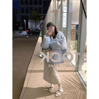 慵懶女冬連帽寬松加厚外套羽絨服