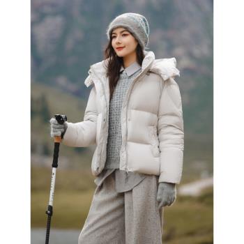 中國羽物95白鴨絨羽絨服女短款泡芙2024秋冬新款輕盈加厚保暖外套