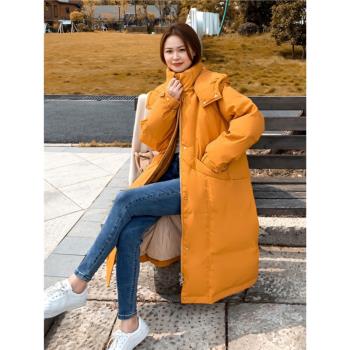 加肥加大羽絨服女冬新款胖MM200斤特大碼長款過膝寬松加厚外套300