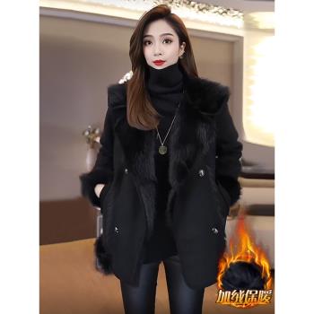 皮毛一體羊羔毛絨外套女2024新款冬季加厚加絨高階感秋冬氣質大衣