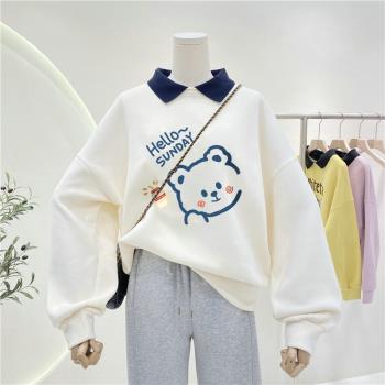 Polo小熊加厚大碼胖mm寬松衛衣