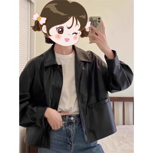 黑色短款pu皮衣外套女春秋裝2025新款美式高級感港風機車夾克上衣