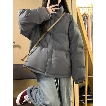 冬季新款白鴨絨立領羽絨服女短款2024年時尚小個子麵包服加厚外套