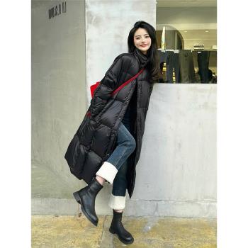 東大門過膝中長款外套輕薄羽絨服