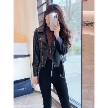 外套韓版短款修身機車服黑色皮衣