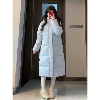 中戲羽絨棉服女2024年新款冬季中長款過膝學生小個子韓系情侶外套