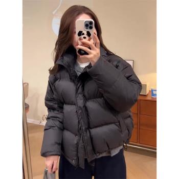 羽絨棉服女2024新款冬季短款小個子白鴨絨韓系立領加厚麵包服外套