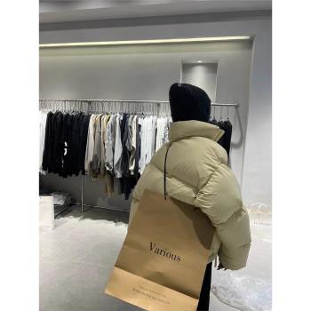 2024新款短款羽絨服女小個子韓版立領加厚寬松白鴨絨麵包服冬外套