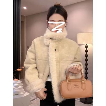 小個子香風羊羔毛絨外套女深秋初冬季穿搭2024新款高階感加厚上衣