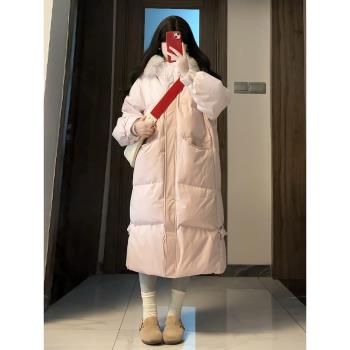 羽絨棉服女中長款2024新款冬季韓系加厚棉襖超好看大毛領棉衣外套