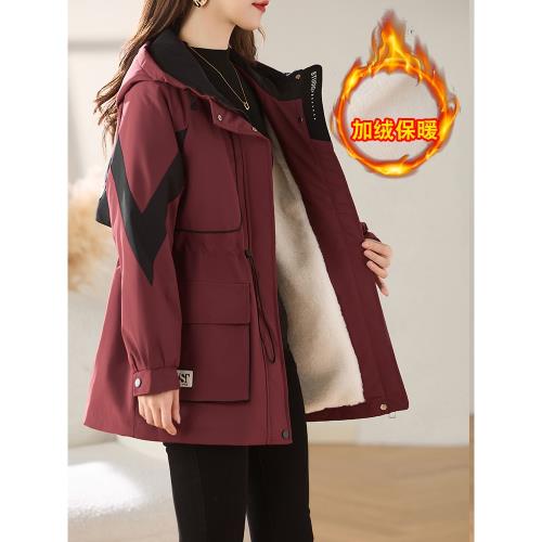 派克棉服女時尚休閑2025冬季新款寬松收腰棉衣中長款加絨加厚外套