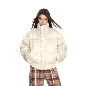 BIGGOLD奶fufu滿印碎花立領短款棉服外套女冬季加厚保暖麵包服潮