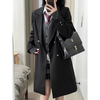 學院風校供jk制服大衣女小個子秋冬外套毛呢上衣套裝新款加厚加棉